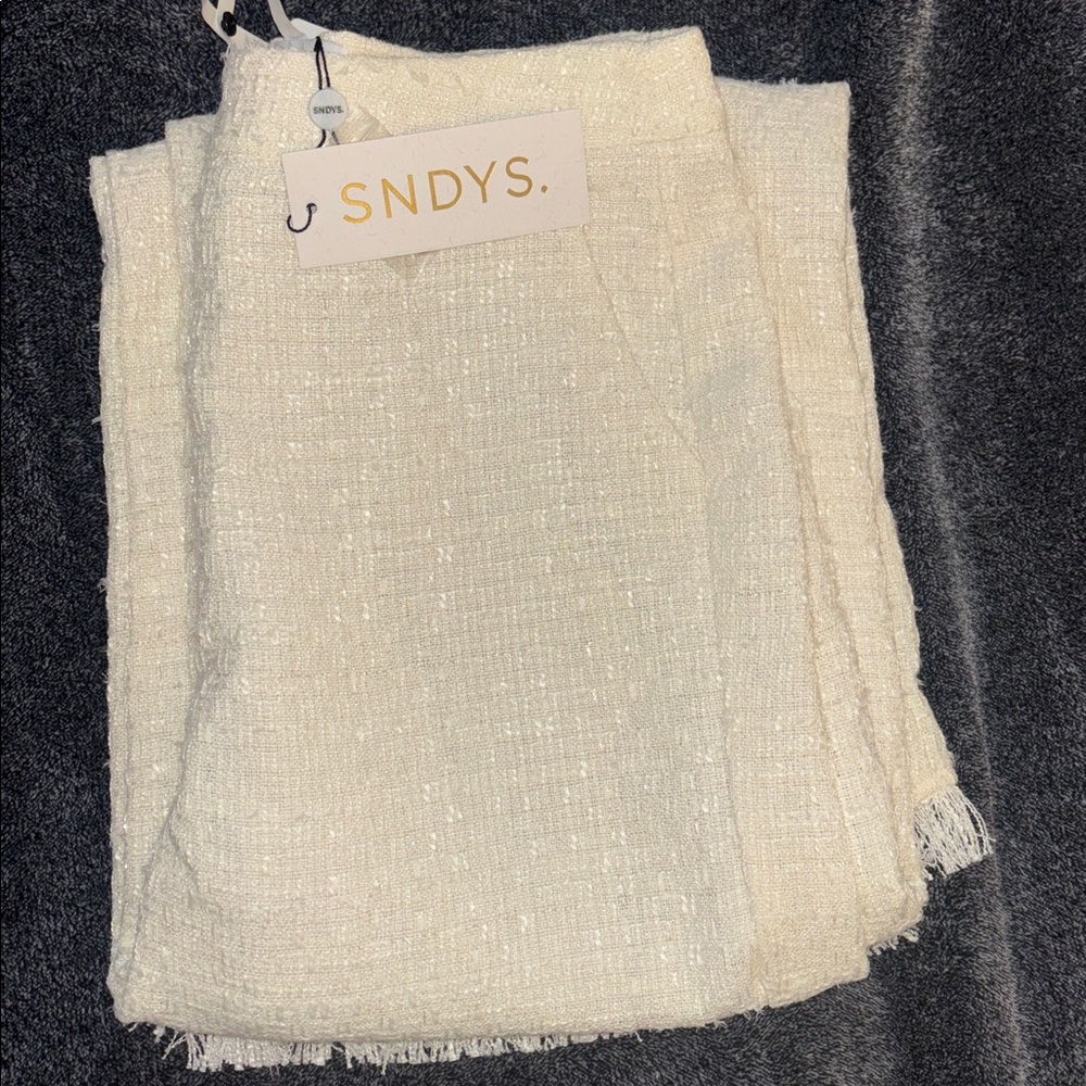 Cream Fringe Hem Pants